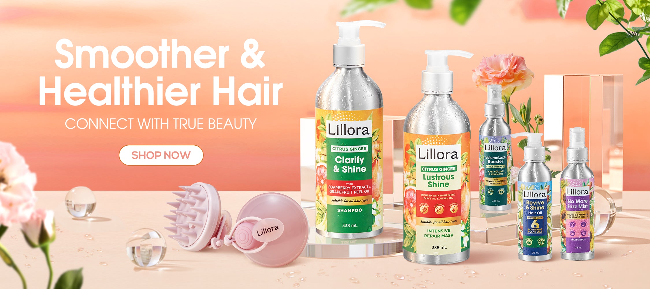 Lillora haircare and body scrub products for smooth skin and healthy, shiny hair. Nourishing natural ingredients, sulfate-free shampoo, conditioner, and exfoliating body scrub for an indulgent beauty routine.