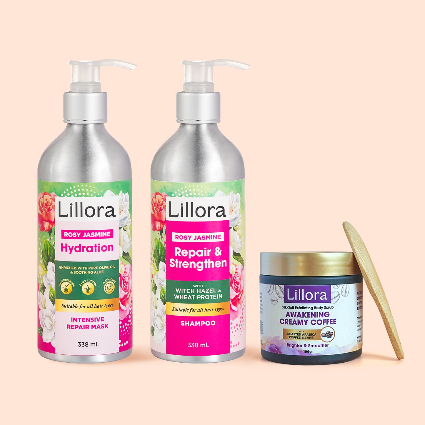  shampoo and restorative hair mask set for smooth, frizz-free hair care routine.